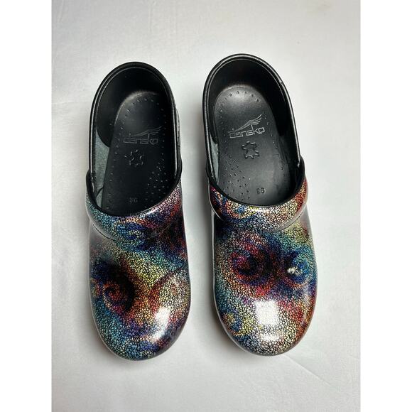 Dansko Professional Multi Mosaic Swirl Patent Comfort Clogs Nurse Sz.36 - Picture 1 of 8